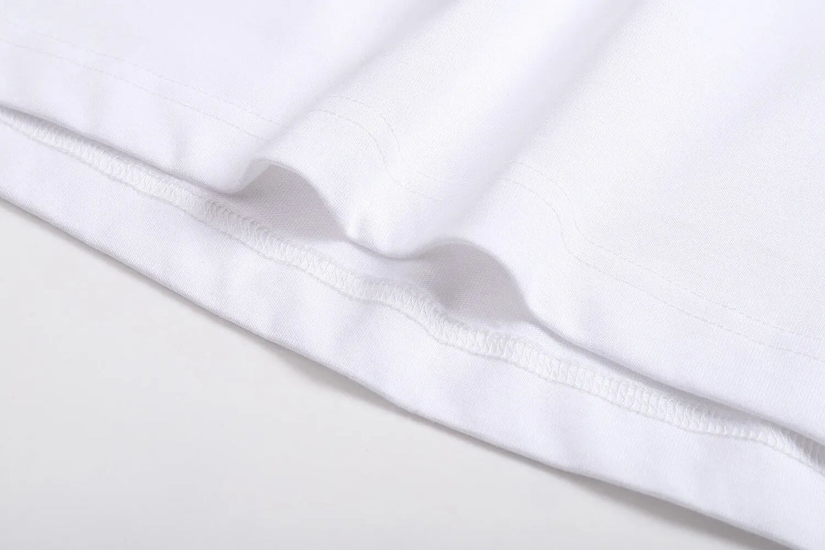 Plain‑Knit Rib Collar Embroidered T‑Shirt
