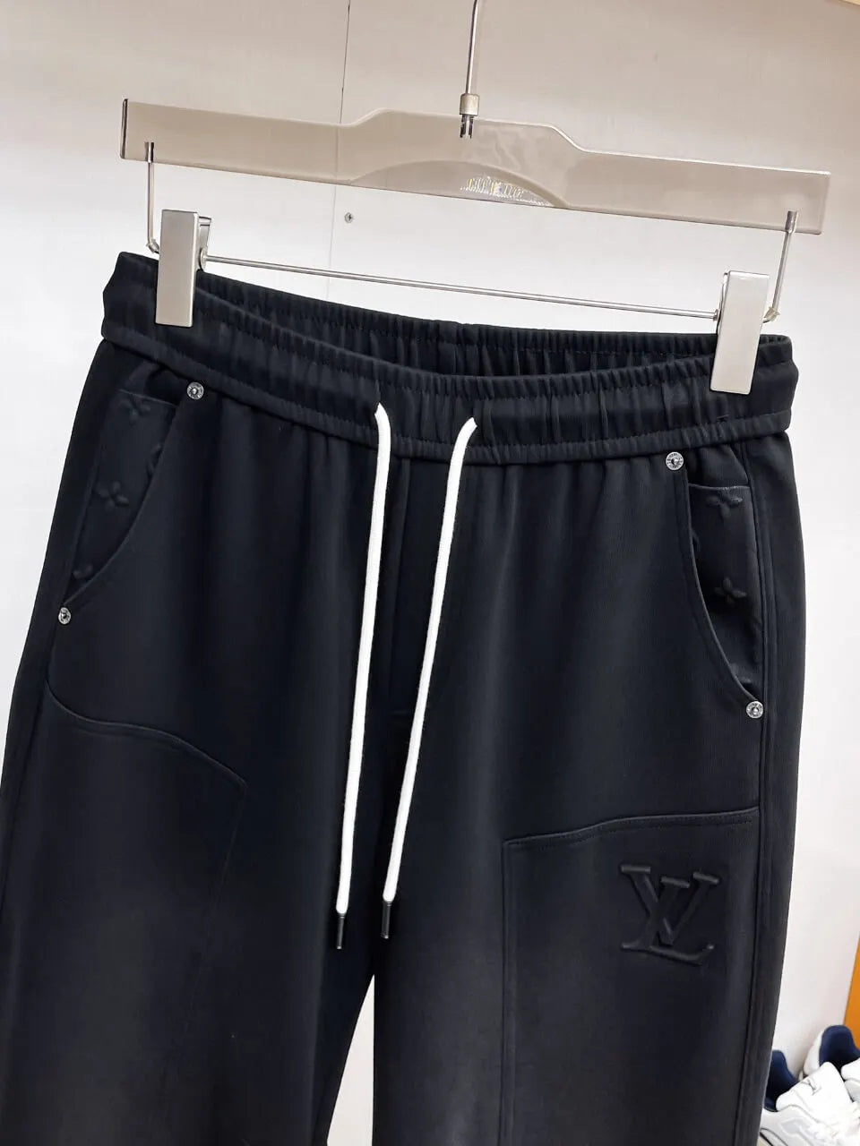 Debossed Logo Seam Stitching Pants