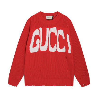 Distressed Logo Crewneck Sweater