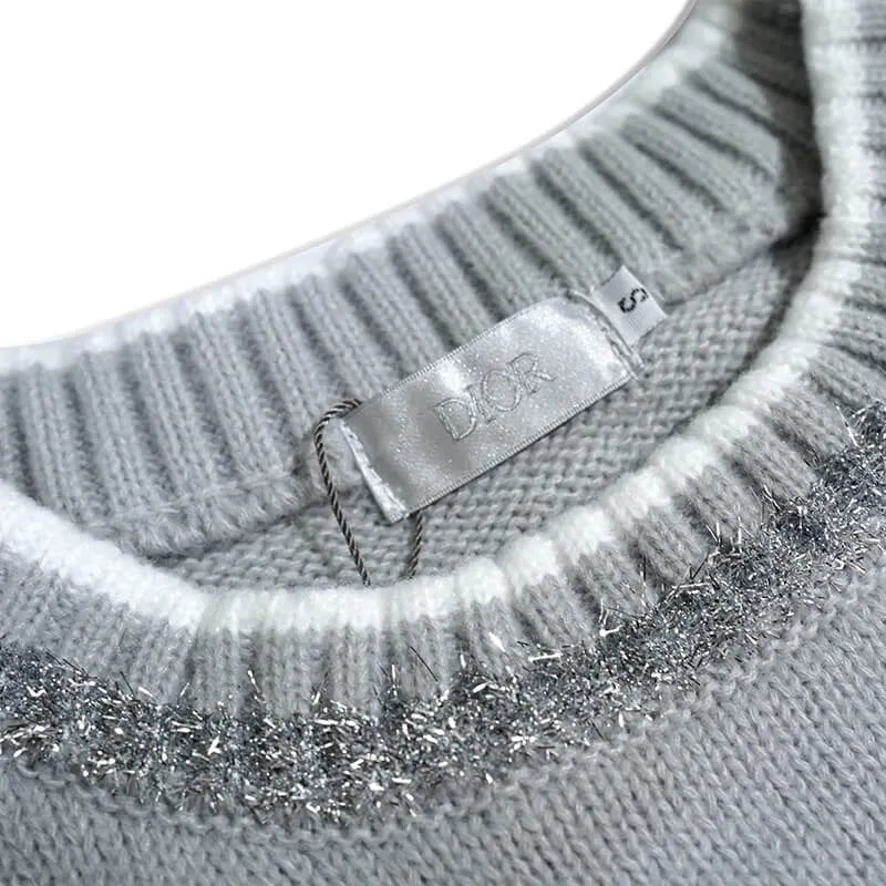Silver Patch Logo Striped Cuff Knit Sweater