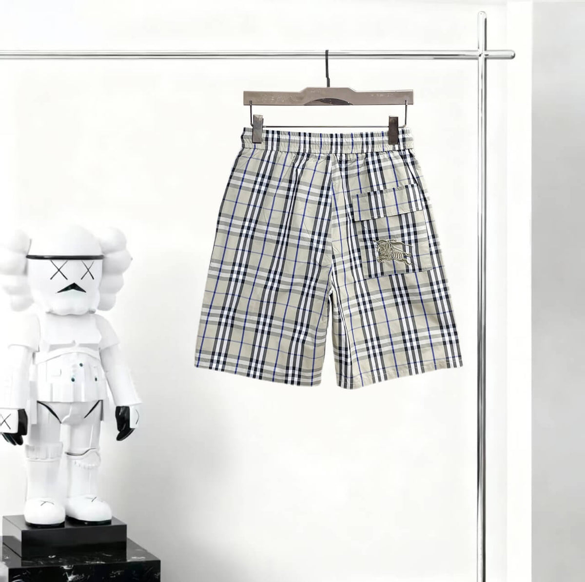 Plaid Drawstring Casual Shorts