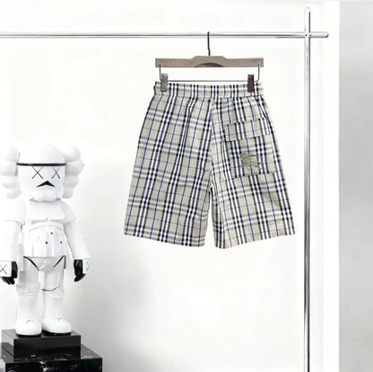 Plaid Drawstring Casual Shorts