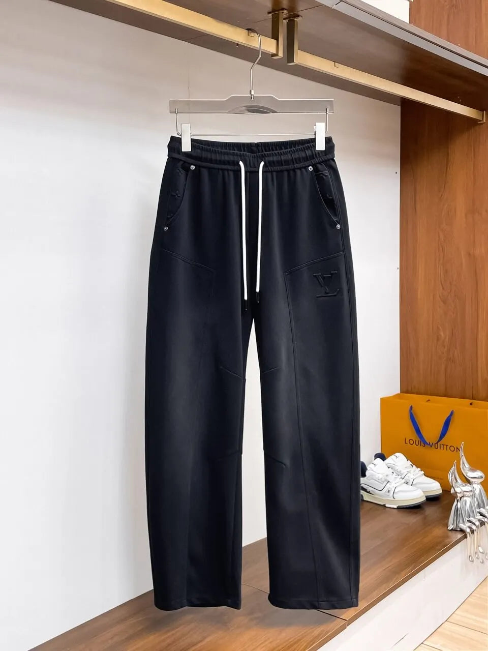 Debossed Logo Seam Stitching Pants