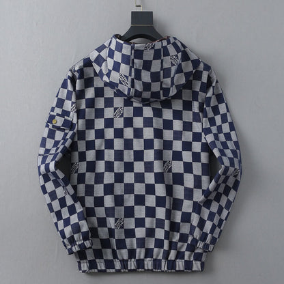 Plaid Pattern Casual Hooded Jacket