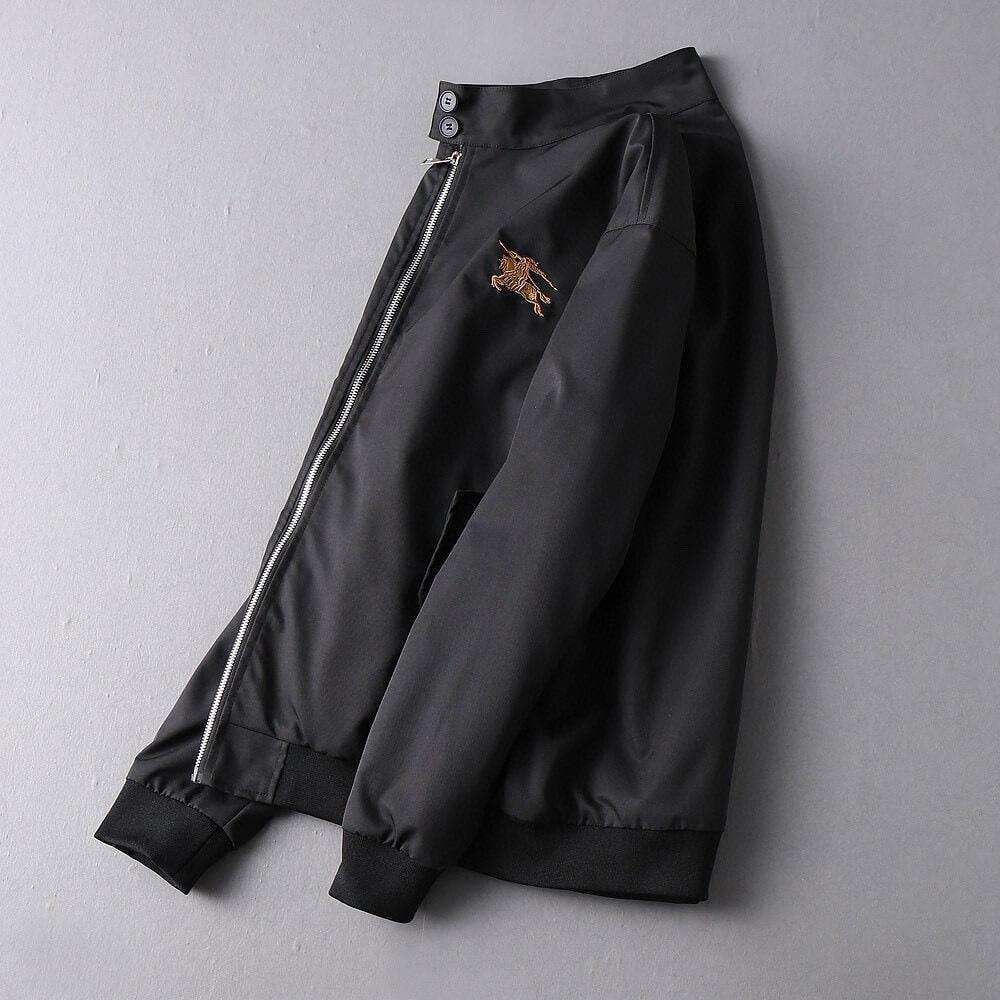 Embroidered Stand Collar Bomber Jacket