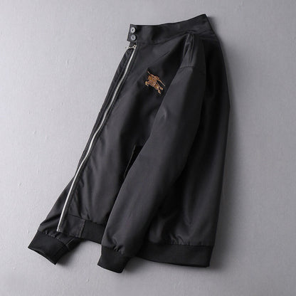 Embroidered Stand Collar Bomber Jacket
