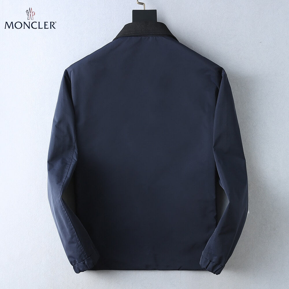 Script Embroidery Collared Zip‑Up Jacket