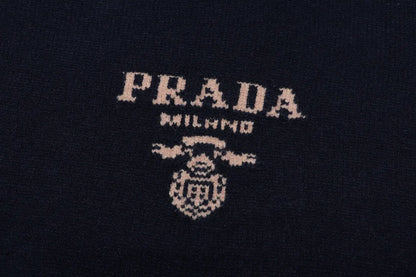 Crest Logo Striped Trim Sweater