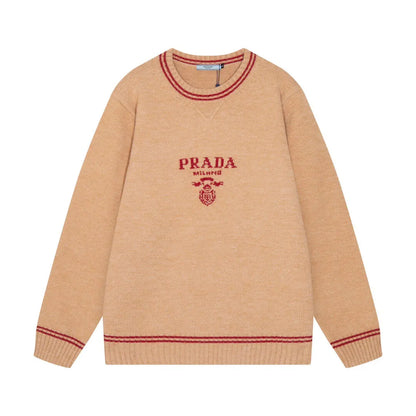 Crest Logo Striped Trim Sweater