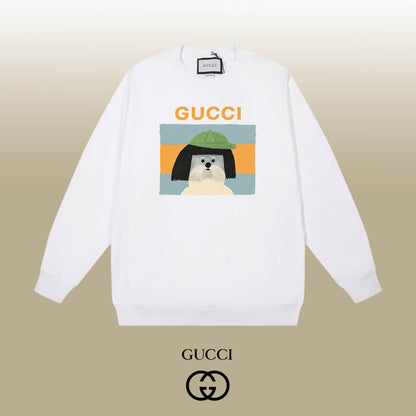 Short Hair Puppy Print Sweatshirt