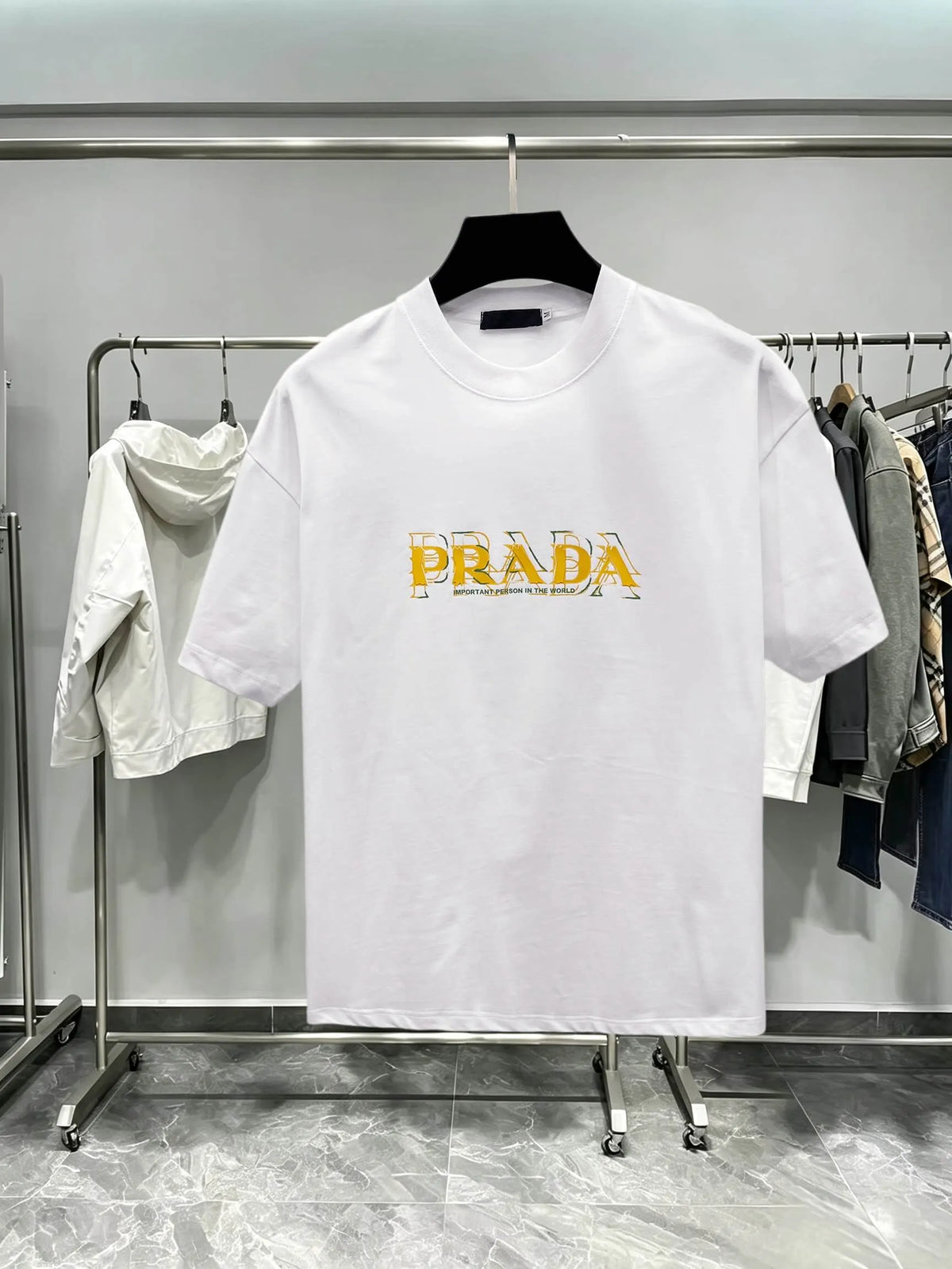 Layered Logo Fashion Crew Neck T‑Shirt