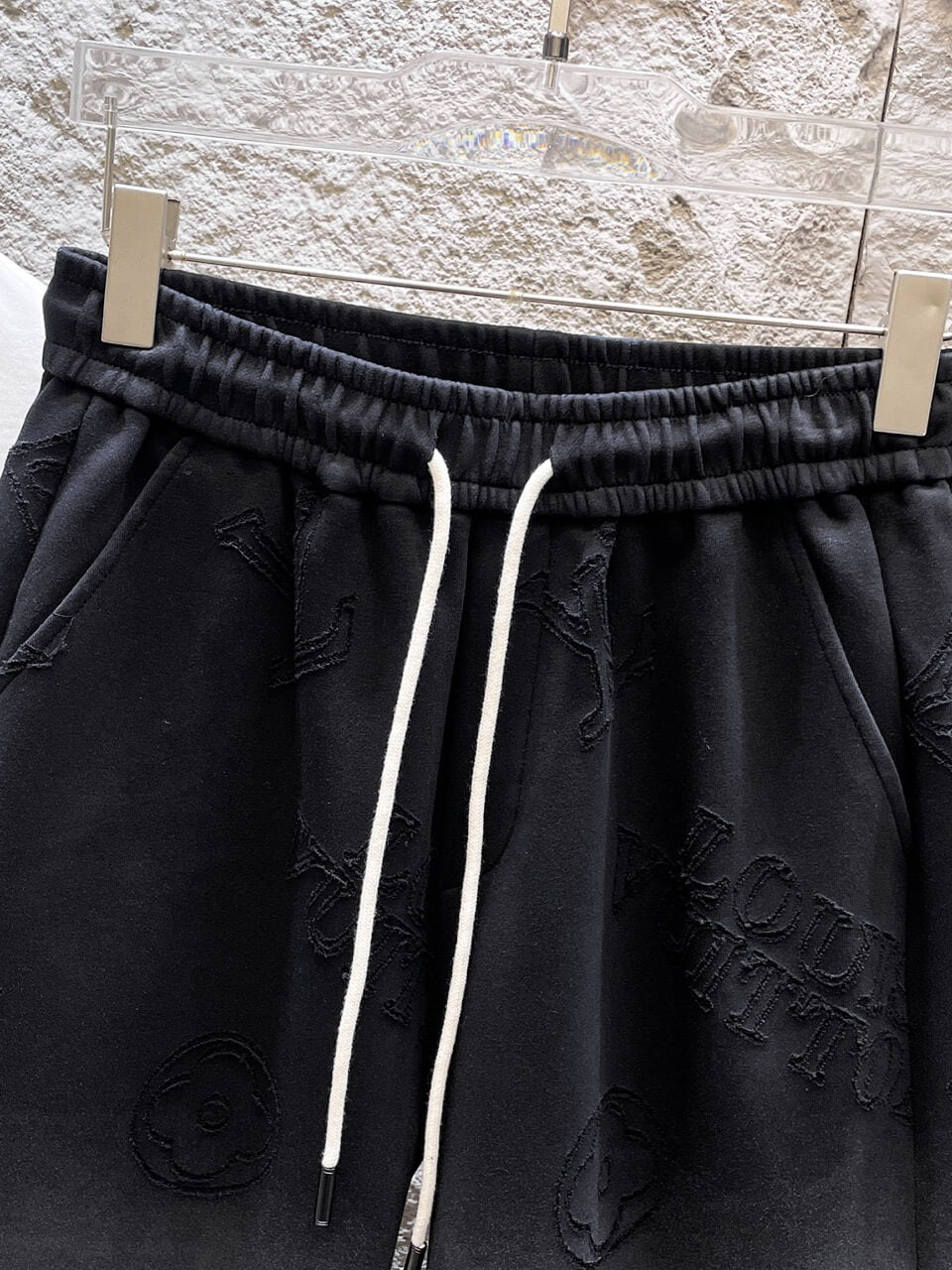 Embossed Pattern Drawstring Sweat Shorts
