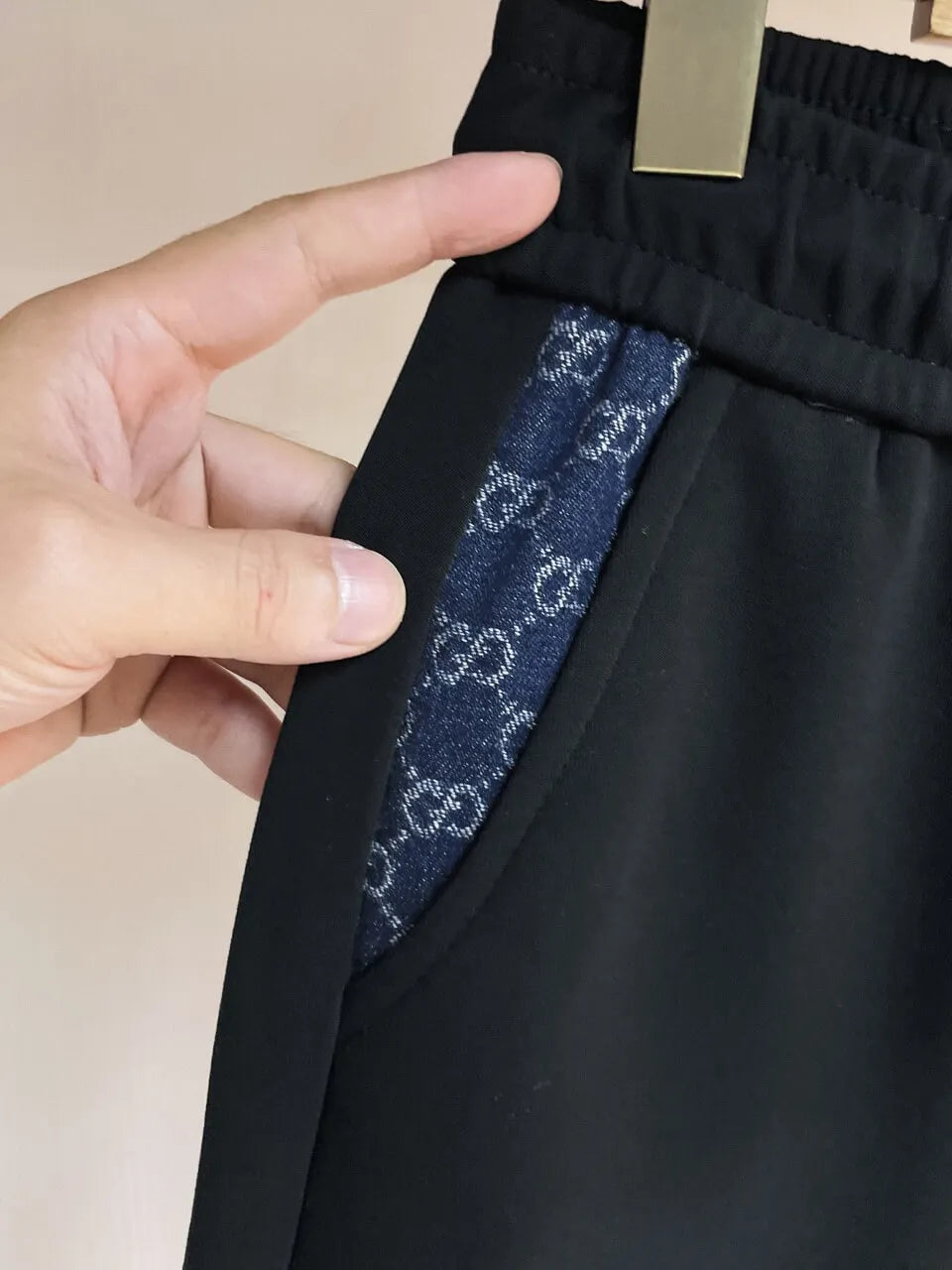 Jacquard Patch Pocket Logo Straight Pants