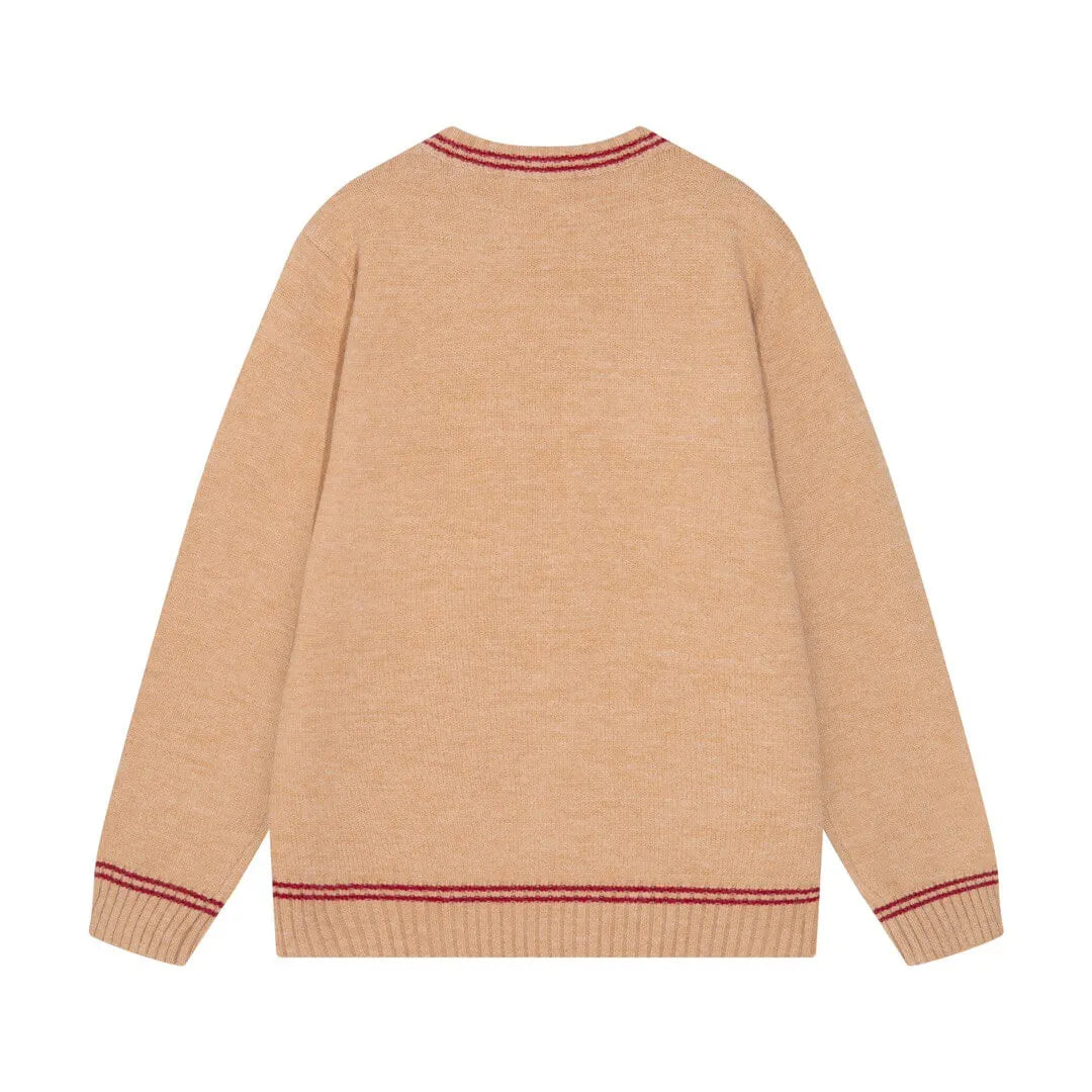 Crest Logo Striped Trim Sweater