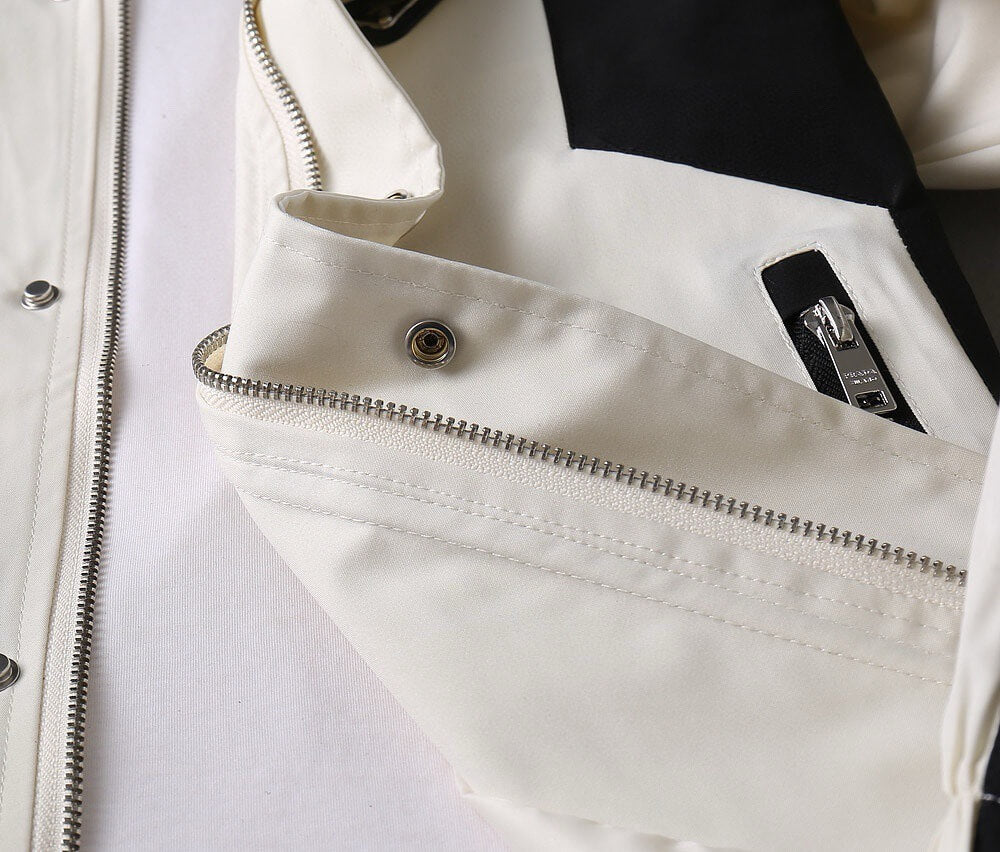 Contrast Panel Sporty Hooded Jacket