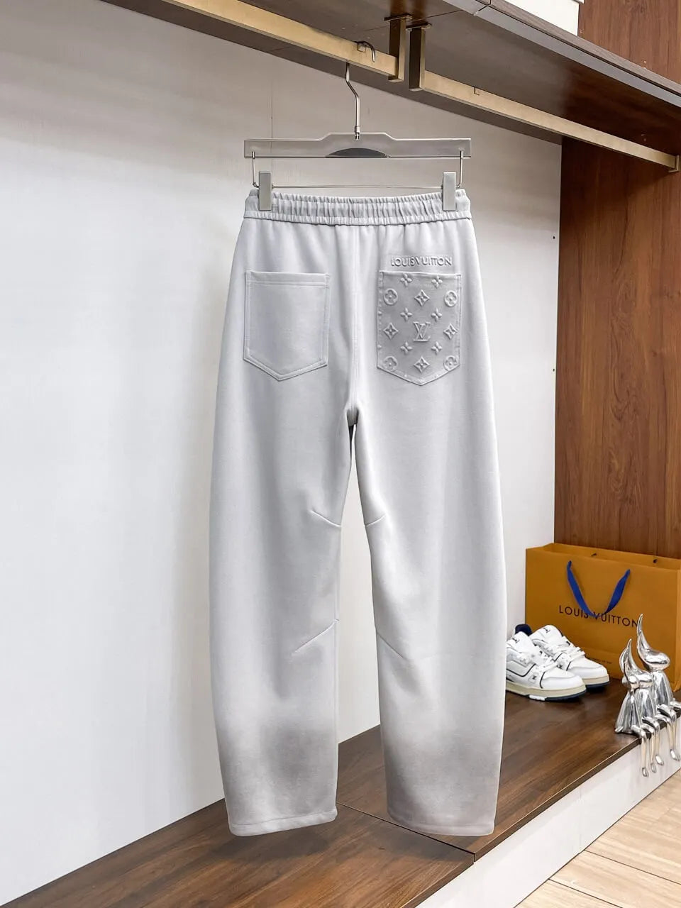 Debossed Logo Seam Stitching Pants