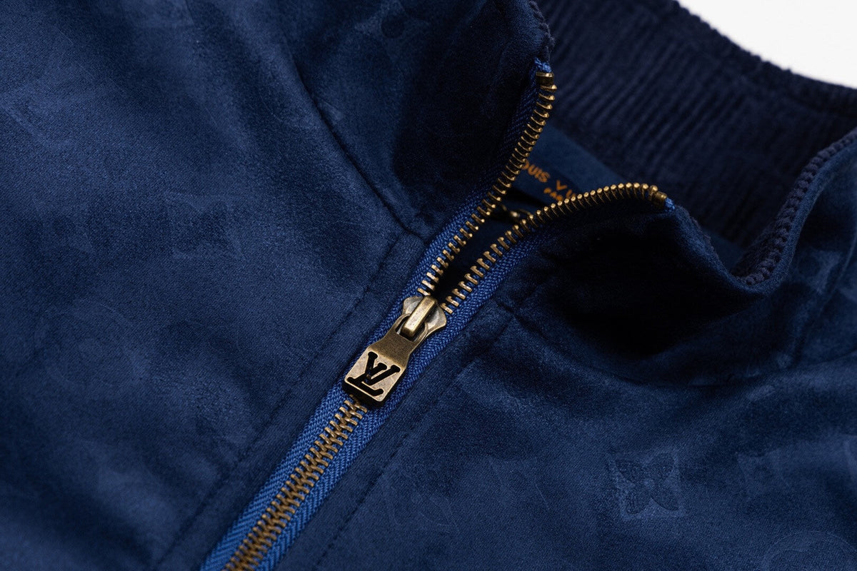 Subtle Jacquard Grain Leather Jacket