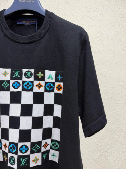 Checkerboard Knit T-shirt