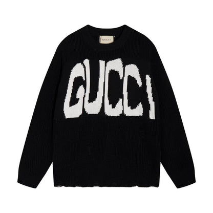 Distressed Logo Crewneck Sweater