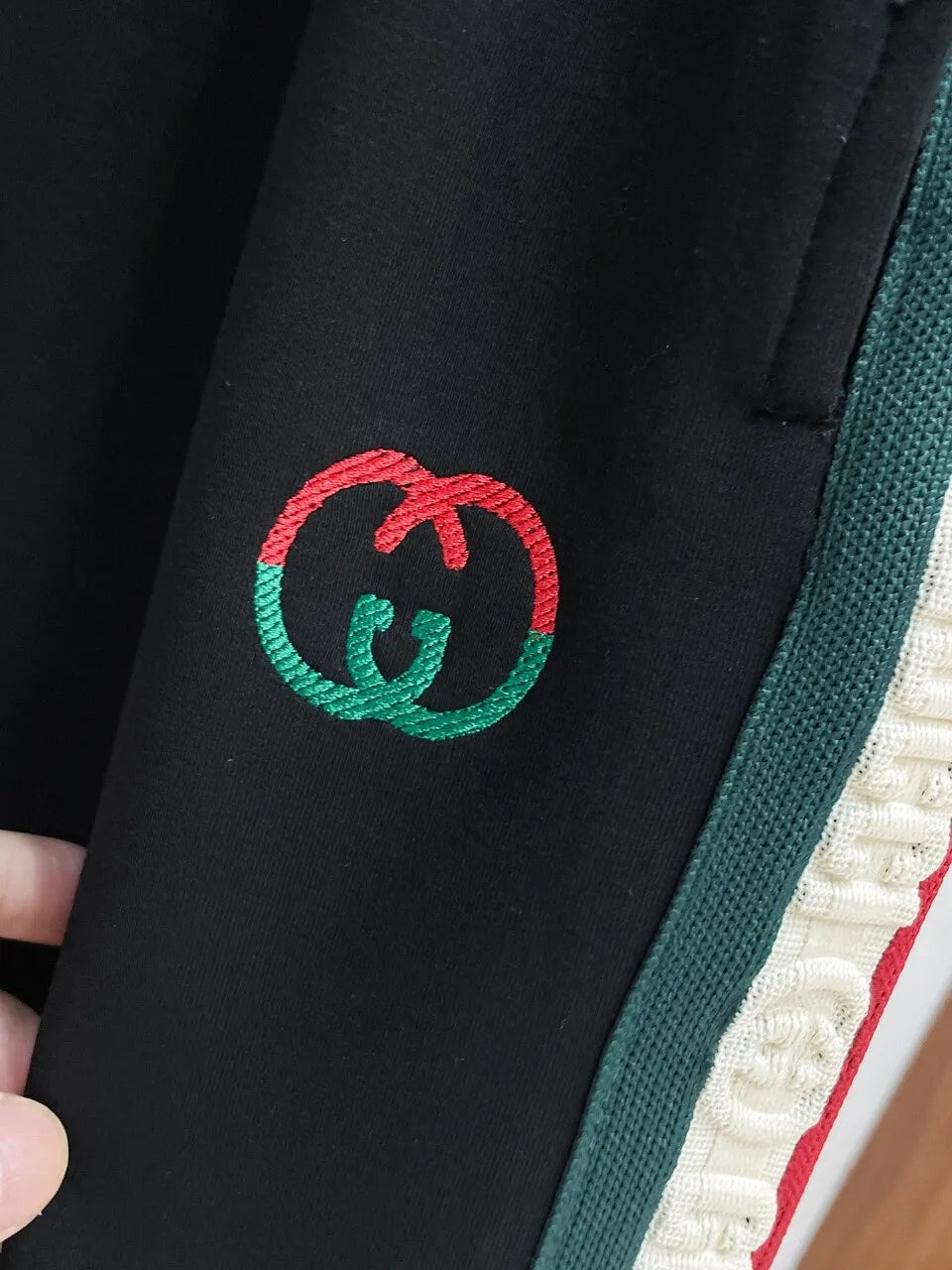 Embossed Side‑Stripe Logo Embroidery Straight Pants