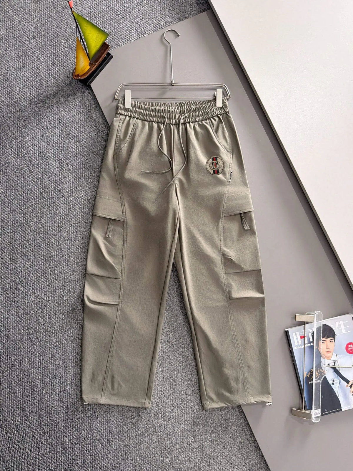 Badge Embroidery Multi-Pocket Cargo Pants