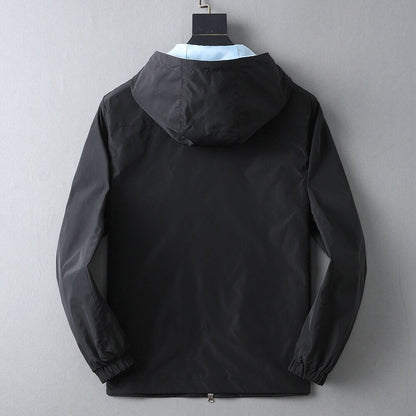 Triangle Contrast Lining Hooded Jacket