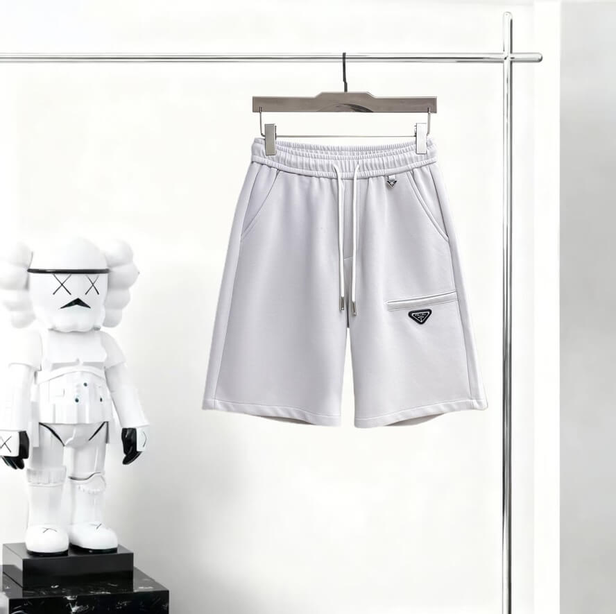 Metal‑Logo Casual Terry Short