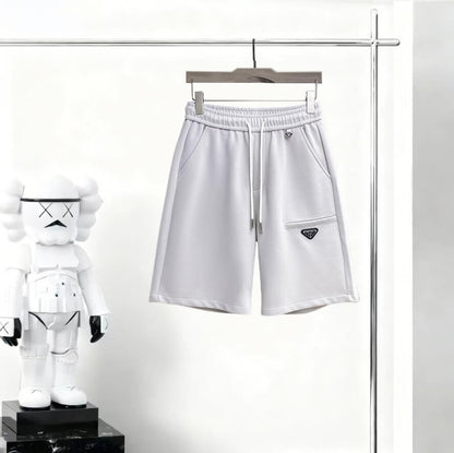 Metal‑Logo Casual Terry Short