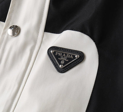 Contrast Panel Sporty Hooded Jacket