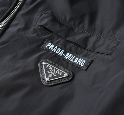 Triangle Contrast Lining Hooded Jacket