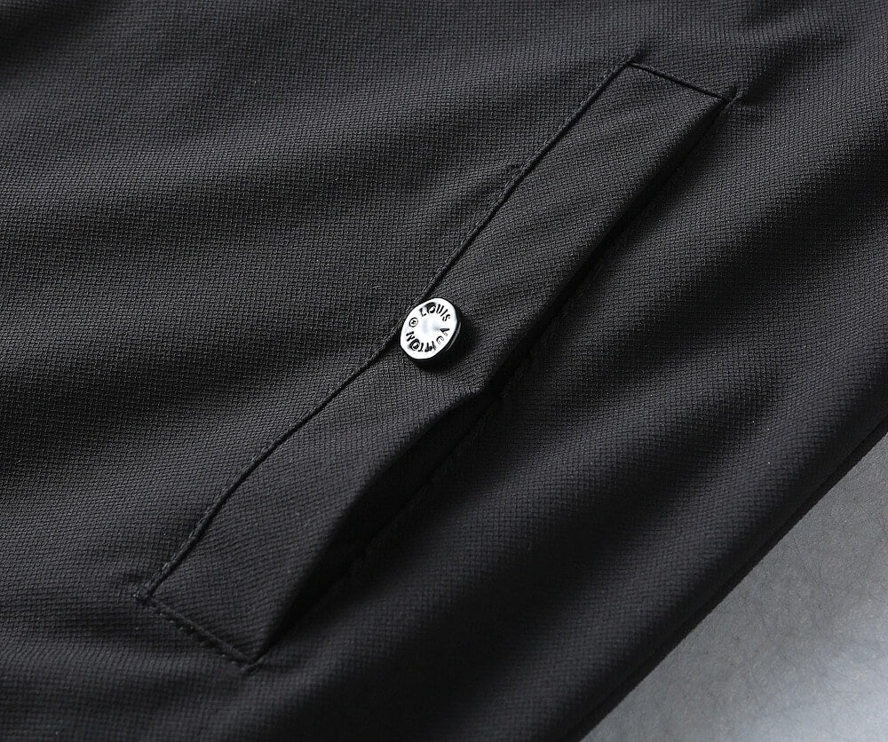 Checker‑Panel Zip‑Up Stand‑Collar Jacket
