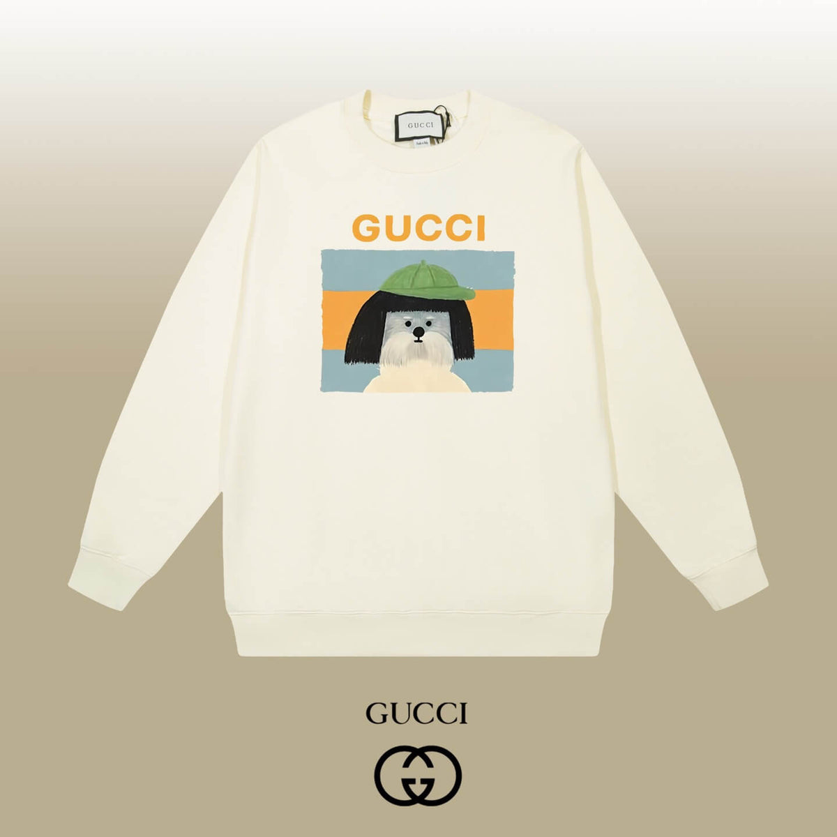 Short Hair Puppy Print Sweatshirt