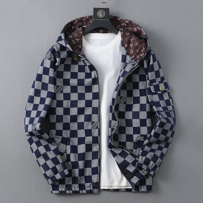 Plaid Pattern Casual Hooded Jacket