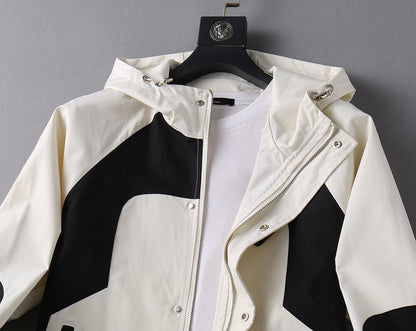 Contrast Panel Sporty Hooded Jacket