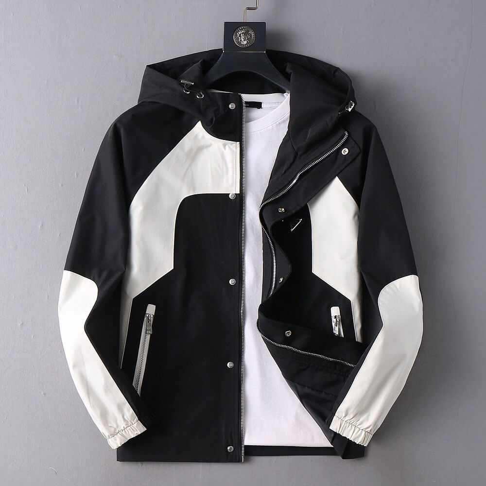 Contrast Panel Sporty Hooded Jacket