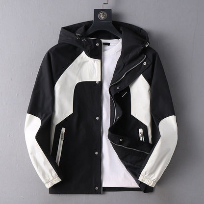 Contrast Panel Sporty Hooded Jacket