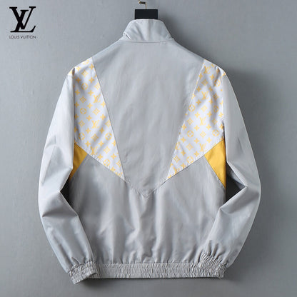 Spliced Print Casual Zip‑Up Jacket