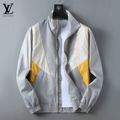 Spliced Print Casual Zip‑Up Jacket