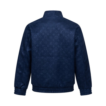 Subtle Jacquard Grain Leather Jacket
