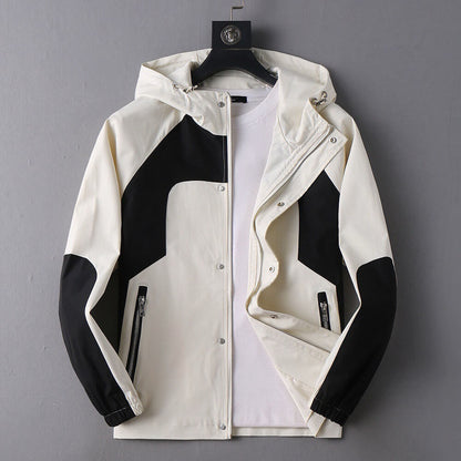 Contrast Panel Sporty Hooded Jacket