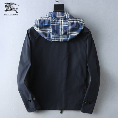 Plaid Lined Casual Hooded Jacket
