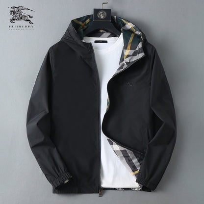 Plaid Lined Reversible Hooded Zip‑Up Jacket