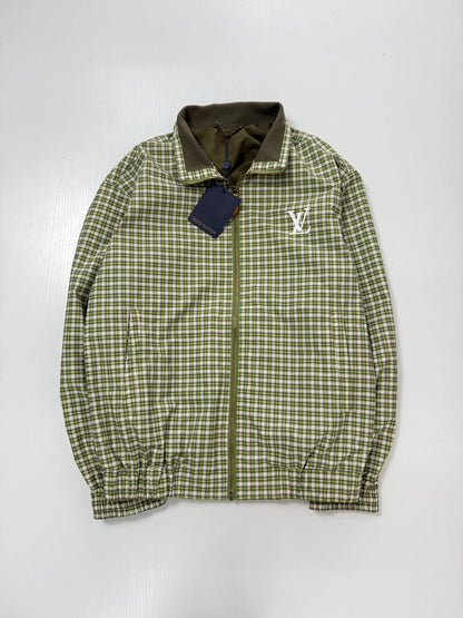 Green Plaid Gradient Color‑Block Jacket