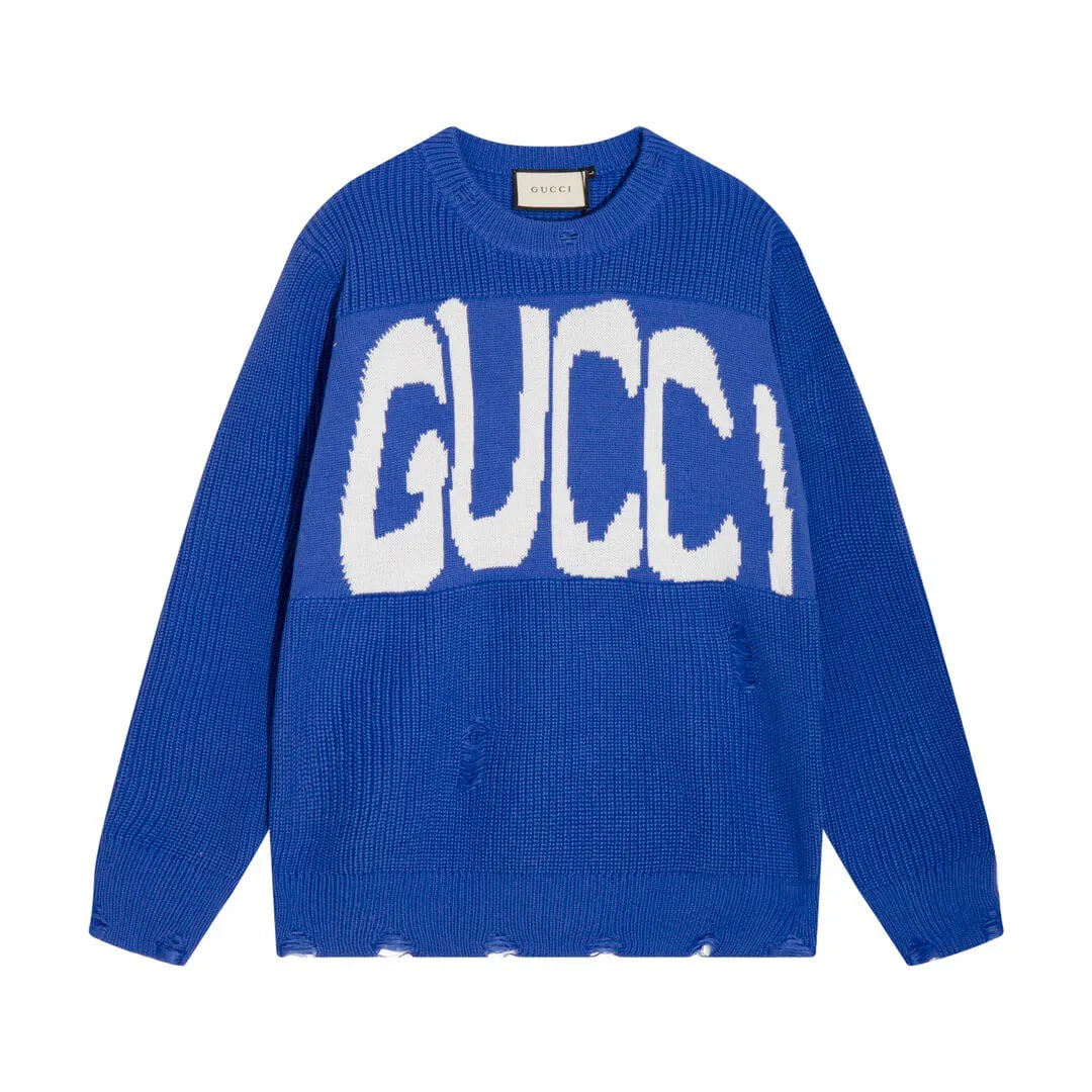 Distressed Logo Crewneck Sweater