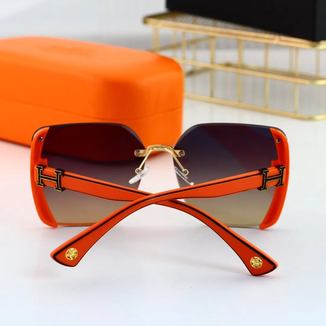 H Logo Rimless Cut Edge Square Sunglasses