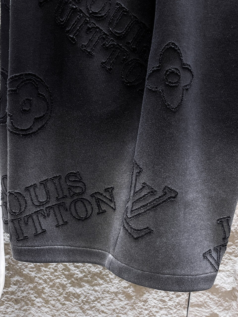 Embossed Pattern Drawstring Sweat Shorts