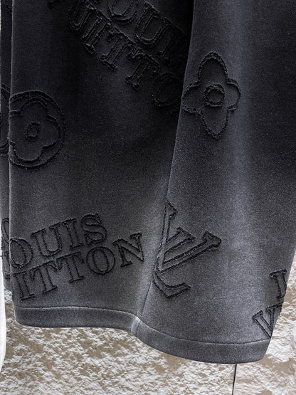 Embossed Pattern Drawstring Sweat Shorts