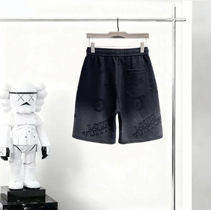 Embossed Pattern Drawstring Sweat Shorts
