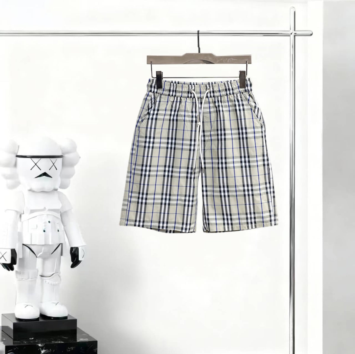 Plaid Drawstring Casual Shorts