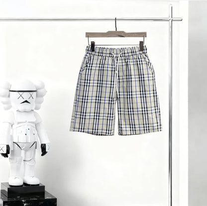 Plaid Drawstring Casual Shorts